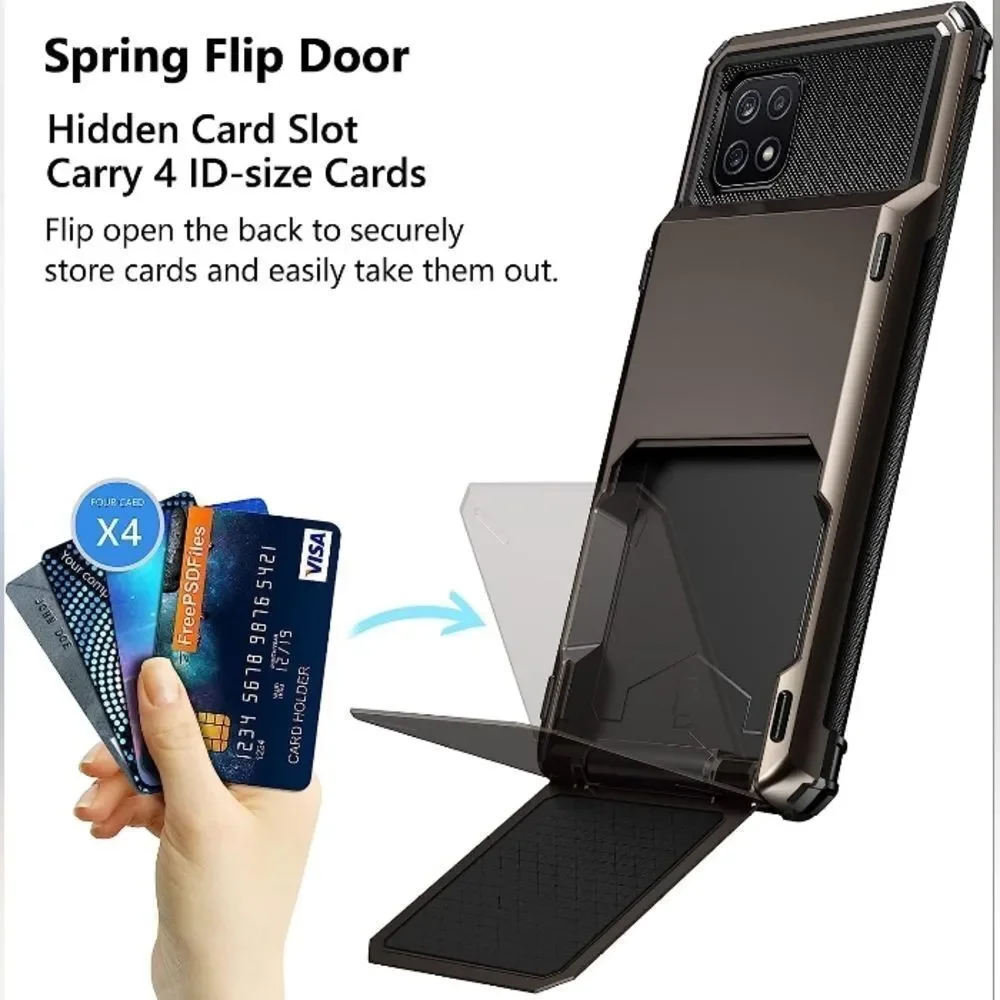 SAMSUNG Galaxy A22 5G Case Wallet Cover 4-Card Credit Card Holder Color …
